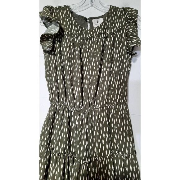 BETSEY'S BOUTIQUE SHOP Women's Maxi Dress Pattern Tiered Ruffle Green Size Small - Picture 2 of 7